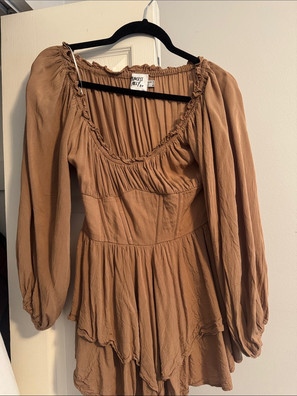 Princess Polly Brown Long-Sleeve Corset Romper